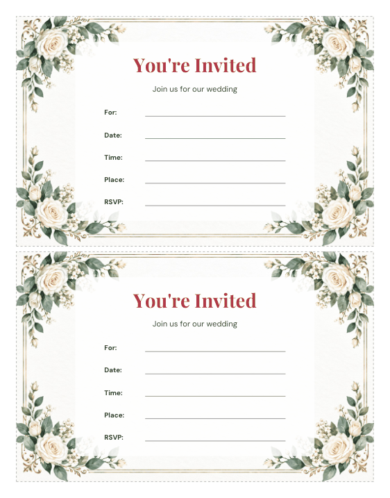 Preview of Printable Wedding Invitation Card Template