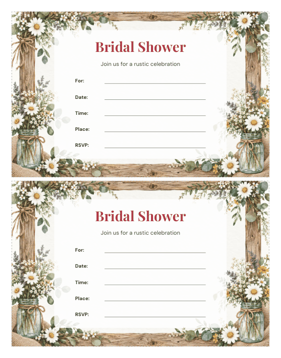 Preview of Rustic Bridal Shower Invitation Template