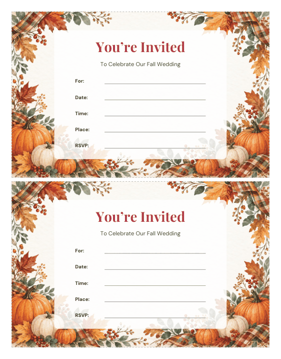 Preview of Rustic Fall Wedding Invitation Printable